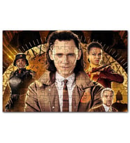 Cakapuzzle Beyaz Gömlek Kravatlı Loki ile Karakterler Puzzle Yapboz MDF (Ahşap) (255 Parça)