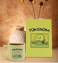 BK Gift Esprili Tasarım Serisi Sarı Sert Kapaklı Defter ve Middle Kupa Seti, Arkadaşa Hediye, Yeni İş Hediyesi, Doğum Günü Hediyesi (Model 8)