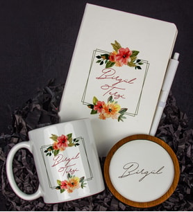 Kişiye Özel Defter Kalem Kupa Ve Bardak Altlığı Hediye Seti 103907 (Model 3)