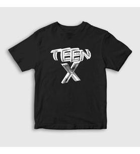 Presmono Unisex Çocuk Beyaz Logo Ken Carson Teen X T-Shirt 424008tt (Siyah)