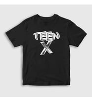 Presmono Unisex Çocuk Beyaz Logo Ken Carson Teen X T-Shirt 424008tt (Siyah)
