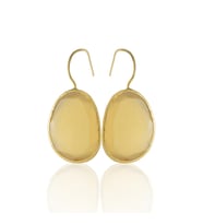 Kadir Jewellery 22 Ayar Altın Kaplama Fosil Taşlı Küpe -El İşçiliği Ve Hipoalerjenik Küpe (Sarı)