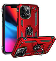iPhone 13 Pro Max Kılıf Zore Vega Yüzüklü Standlı Zırh Kılıf (Kırmızı)