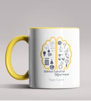 Kişiye Özel Görsel Sanatlar Öğretmeni Tema Siyah Renk Kupa  (Sarı)