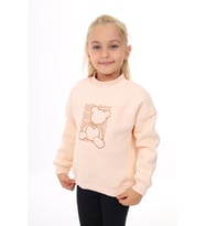 Toontoy Kız Çocuk Baskılı Sweatshirt (Bej)