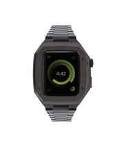 Apple Watch 44mm Kordon Swatch Saat Modeli Kasalı Metal Kordon (Siyah)