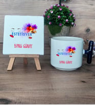 Estetisyen Hediye Seti Kupa Bardak T Kulplu ve Dekoratif Taş Tıp Bayramı Estetisyenler Günü Hediyesi (Model 2)