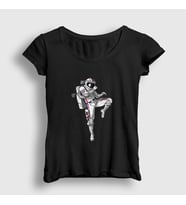 Presmono Kadın Sarı Muay Thai Astronaut Uzay T-Shirt 352888tt (Siyah)
