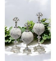 Mercan Başlı Metal Dekoratif Obje (Gümüş)