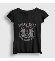 Presmono Kadın Beyaz Thailand Kaplan Ufc Mma Muay Thai T-Shirt 499039tt (Siyah)