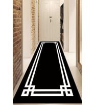Dijital Baskılı Kaymaz Taban Yıkanabilir Modern Yolluk Ve Koridor Halısı NDU-SD-673 (Siyah)