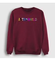 Presmono Unisex Beyaz Astroworld Travis Scott Sweatshirt 45164tt (Bordo)