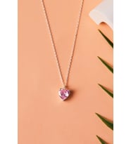 Elika Silver 925 Ayar Gümüş Zirkon Taşlı Zarif Kalp Model Kolye (Pembe)