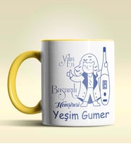 Kişiye Özel Yılın En Başarılı Hemşiresi (Bayan) Tema Turuncu Kupa (Sarı)