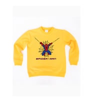 Spiderman baskılı örümcek adam pamuklu kumaş çocuk sweatshirt (Sarı)
