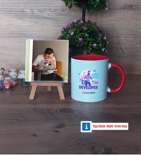 Developer Fotoğraflı Dekoratif Taş, Kupa Bardak Beyaz Hediye (Model 2)