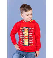 Toontoy Erkek Çocuk Kapüşonlu Baskılı Sweatshirt (Kırmızı)