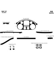 Meriç® DAF CF Ön Torpido Kaplama Maun 16 Parça 2001-2010 (Piano Black)