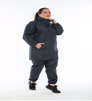 Fitblue Tunik model termal sauna eşofman takımı alt-üst takım tunik boyu 85 cm bol kesim (LACIVERT-LACIVERT)