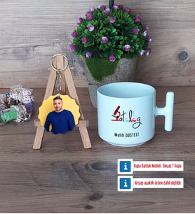 Patolog Kupa Bardak Beyaz ve Fotoğraflı Ahşap Anahtarlık Hediye (Model 12)