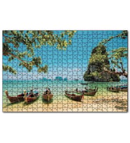 Cakapuzzle Tayland Krabi Sahilinde Kayıklar  Puzzle Yapboz MDF (Ahşap) (255 Parça)