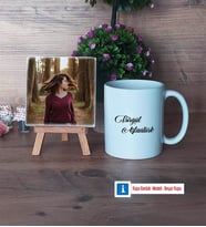 İsme Özel Fotoğraflı Dekoratif Taş, Kupa Bardak Beyaz Hediye (Model 1)