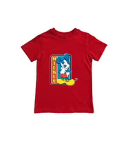 Mickey Mouse baskılı pamuklu penye kumaş yazlık çocuk tişört (Kırmızı)
