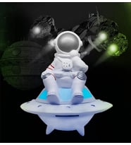 Astronot Uzay Hoparlör Taşınabilir Bluetooth Uyumlu Hoparlörler İle Işık Çocuk Odası Dekorasyon, HIFI ses, AUX Girişi, FM Radyo (Gri)