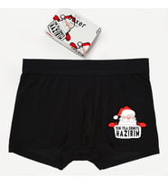 Erkek Yılbaşı Hediyesi Kırmızı Yeni Yıl Boxer (Siyah)