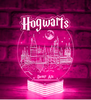 Kişiye Özel Harry Potter Hogwarts Kalesi  3D LED Lamba (Pembe)