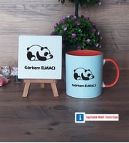 Uykucu Panda Dekoratif Taş, Kupa Bardak Kırmızı Hediye (Model 12)