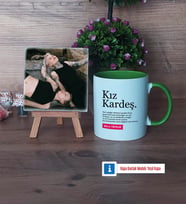 Kız Kardeş Fotoğraflı Dekoratif Taş, Kupa Bardak Beyaz Hediye (Model 14)