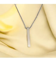 Unisex Çelik Bar Kolye Ucu (Gümüş)