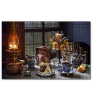 Cakapuzzle Kek Ve Çay Ambiyans Pencerede Yağmur Görseli  Puzzle Yapboz MDF (Ahşap) (1000 Parça)