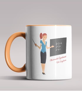 Kişiye Özel Matematik Öğretmeni Tasarımlı Siyah Renk Kupa 3 (Turuncu)