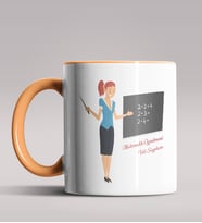 Kişiye Özel Matematik Öğretmeni Tasarımlı Siyah Renk Kupa 3 (Turuncu)
