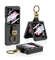 Samsung Galaxy Z Flip 6 Kılıf Z Harfli Yüzüklü Kıpta Kapak (Siyah)