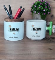 Yazılım Mühendisi Hediye Sepeti Kupa Bardak T Kulplu, Kalemlik Hediyeleri Mühendisler Günü Hediyesi (Model 8)