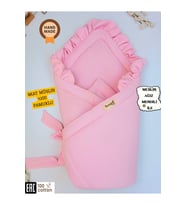 Ekru 4 Kat Müslin Bebek Battaniyesi %100 Pamuklu Doğal Organik Uyku Kundağı Hastane Çıkışı Yenidoğan (Pembe)