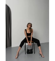 ?Yeni Sezon  & New Season ? Summer Collection Poliviskon Kumaş Kemerli Pantolon / KEMERLİ PANTOLON (Siyah)