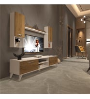 Decoraktiv Eko 5da Mdf Dvd Retro Tv Ünitesi Tv Sehpası (Beyaz - Pera)