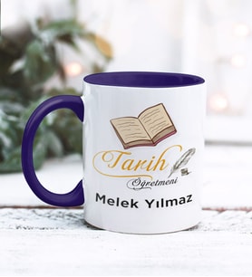 Tarih Öğretmeni Tasarımlı Kişiye Özel Kupa Bardak (Lacivert)