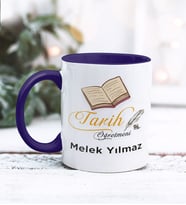 Tarih Öğretmeni Tasarımlı Kişiye Özel Kupa Bardak (Lacivert)
