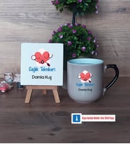 Sağlık Teknikeri Dekoratif Taş, Kupa Bardak Kırmızı HediyeTıp Bayramı Hediyesi (Model 9)