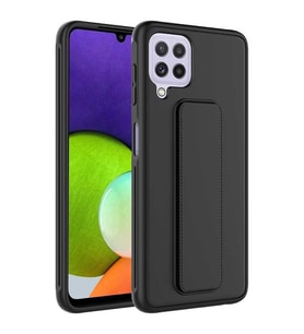 Galaxy A22 4G Kılıf Zore Qstand Katlanabilir Standlı Kılıf (Siyah)