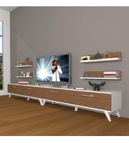 Decoraktiv Eko 360R Slm Retro Tv Ünitesi Tv Sehpası (Beyaz - Ceviz)
