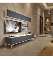 Decoraktiv Eko 5 Mdf Std Gold Tv Ünitesi Tv Sehpası - Parlak Beyaz (Beyaz - Antrasit)