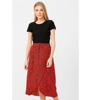 Only Kadın Kısa Kollu Fırfırlı Crop T-Shirt - 15201206 ONLEMMA (Siyah)