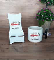 Kütüphaneci Hediye Sepeti Kupa Bardak T Kulplu ve Ahşap Telefon Standı Kütüphaneciye Hediye (Model 6)