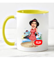 Kız Kardeşe Karikatürlü Kupa Bardak (Sarı)